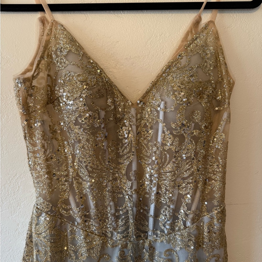 Glitter Print Mermaid Dress by Cinderella Divine J810 - Picture 5 of 14